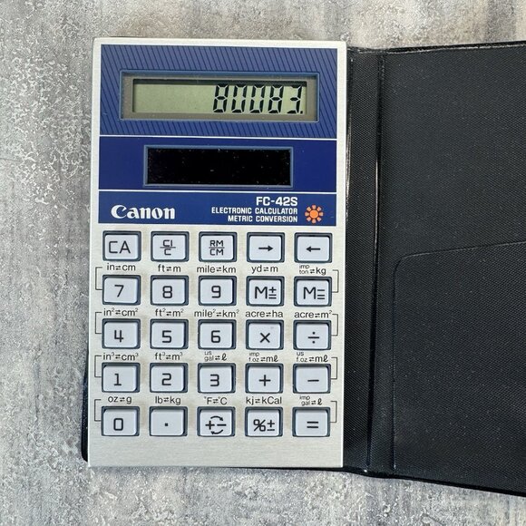 Canon Metric Conversion Electronic Calculator FC-42S Solar Power TESTED - Picture 3 of 6